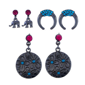 Vintage Design Jewelry Elephant Charm Stud Alloy Earrings Set for Girls